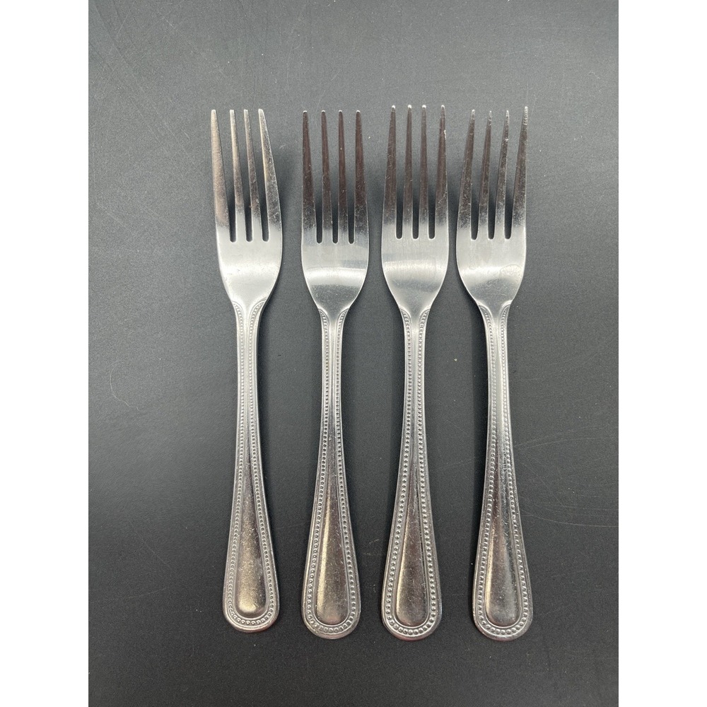 DELCO Prima Stainless Flatware Lot 4 Dinner‎ Forks Beaded Replacement